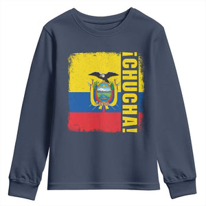 Chucha Funny Ecuadorian Slang Vintage Ecuador Flag Youth Sweatshirt TS11 Navy Print Your Wear