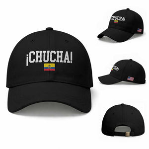 Chucha Funny Ecuadorian Slang Ecuador Flag Latino Saying Baseball Cap TS11 Baseball Cap Universal Fit Black Print Your Wear