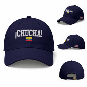Chucha Funny Ecuadorian Slang Ecuador Flag Latino Saying Baseball Cap TS11 Baseball Cap Universal Fit Dark Blue Print Your Wear