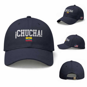 Chucha Funny Ecuadorian Slang Ecuador Flag Latino Saying Baseball Cap TS11 Baseball Cap Universal Fit Navy Print Your Wear