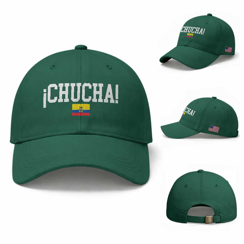 Chucha Funny Ecuadorian Slang Ecuador Flag Latino Saying Baseball Cap TS11 Baseball Cap Universal Fit Irish Green Print Your Wear