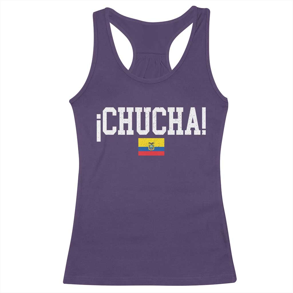 Chucha Funny Ecuadorian Slang Ecuador Flag Latino Saying Racerback Tank Top TS11 Purple Print Your Wear