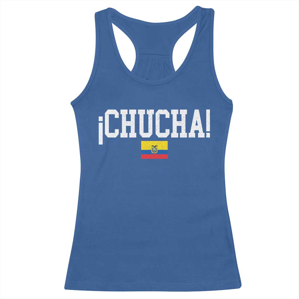 Chucha Funny Ecuadorian Slang Ecuador Flag Latino Saying Racerback Tank Top TS11 Royal Blue Print Your Wear