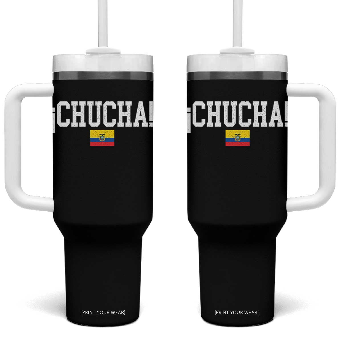 Chucha Funny Ecuadorian Slang Ecuador Flag Latino Saying Tumbler With Handle TS11 One Size: 40 oz Black Print Your Wear