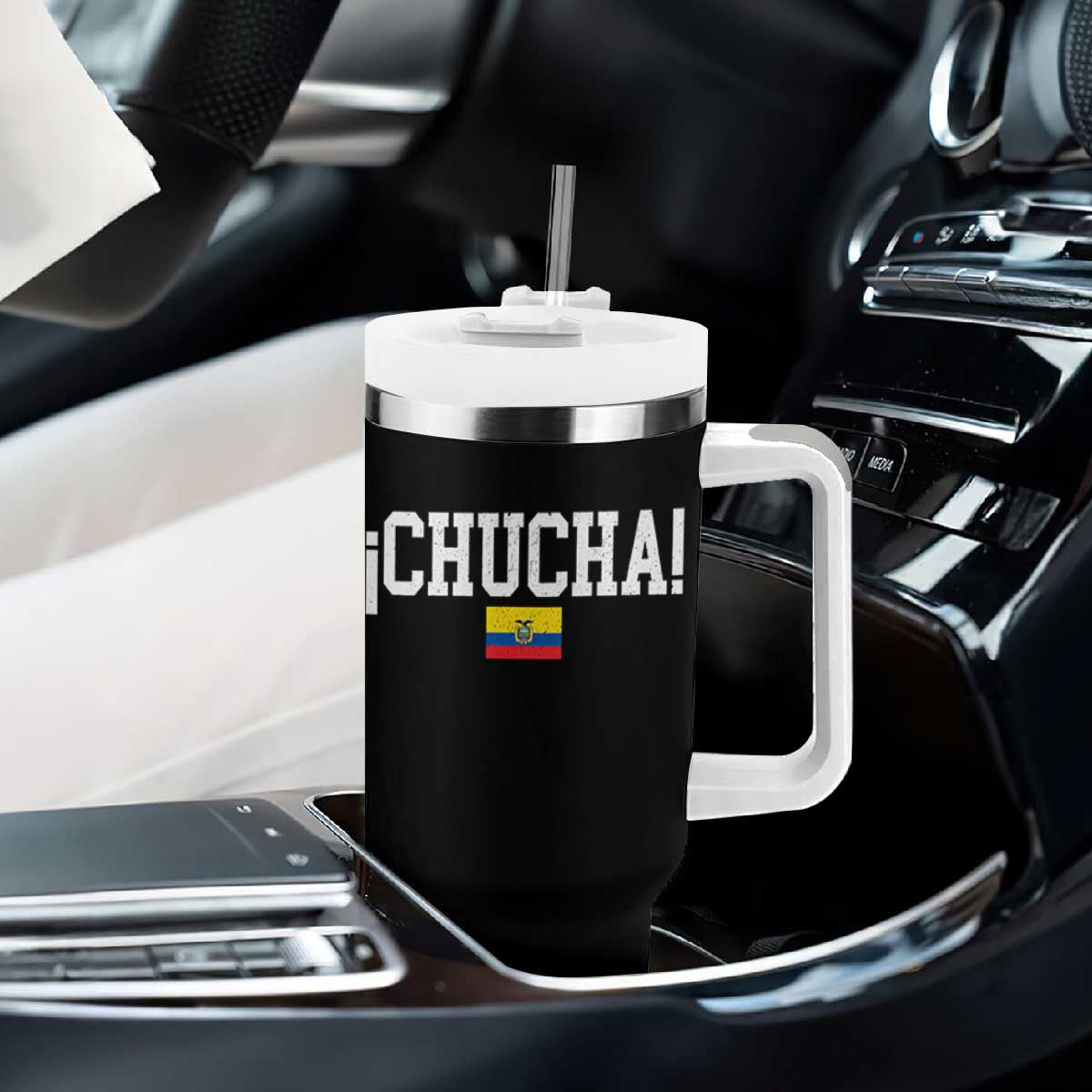 Chucha Funny Ecuadorian Slang Ecuador Flag Latino Saying Tumbler With Handle TS11 Print Your Wear