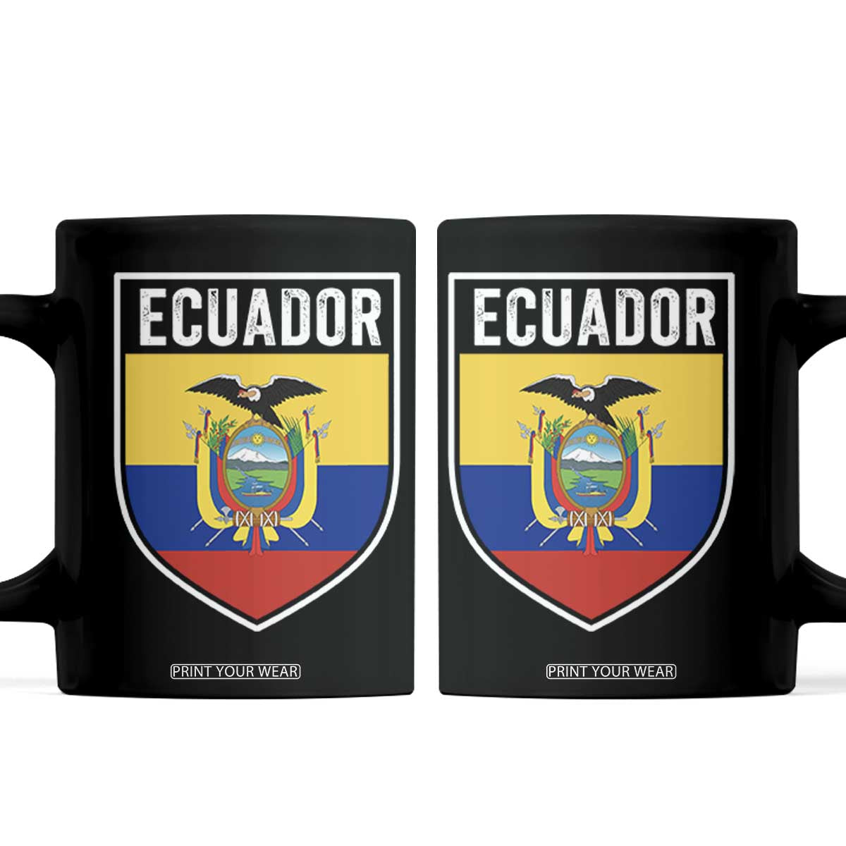 Ecuador Vintage Soccer Crest Escudo Ecuadorian Coat of Arms Coffee Mug TS11 Black Print Your Wear