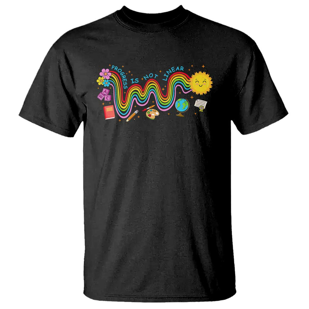 Special Education Teacher T Shirt Progress Is Not Linear Back To School Sun Flower TS11 Black Print Your Wear