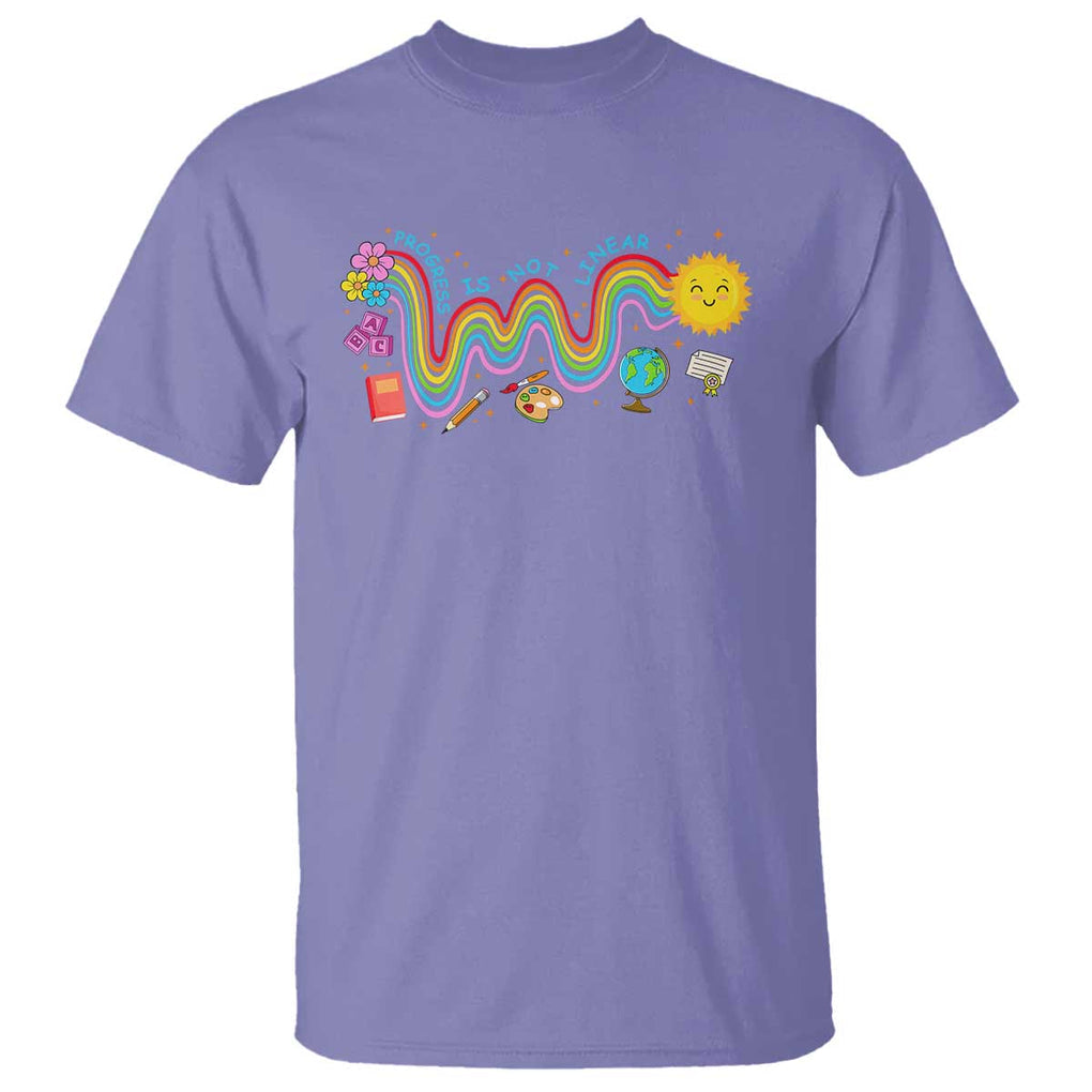 Special Education Teacher T Shirt Progress Is Not Linear Back To School Sun Flower TS11 Violet Print Your Wear