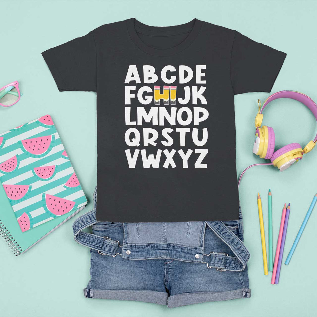 Funny Pre K Kindergarten T Shirt For Kid Hi Alphabet Back To School Teachers Pencil TS11 Black Print Your Wear