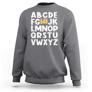 Funny Pre K Kindergarten Sweatshirt Hi Alphabet Back To School Teachers Pencil TS11 Charcoal Print Your Wear