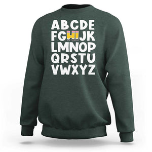 Funny Pre K Kindergarten Sweatshirt Hi Alphabet Back To School Teachers Pencil TS11 Dark Forest Green Print Your Wear