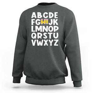 Funny Pre K Kindergarten Sweatshirt Hi Alphabet Back To School Teachers Pencil TS11 Dark Heather Print Your Wear