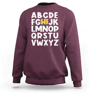 Funny Pre K Kindergarten Sweatshirt Hi Alphabet Back To School Teachers Pencil TS11 Maroon Print Your Wear