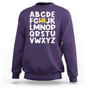 Funny Pre K Kindergarten Sweatshirt Hi Alphabet Back To School Teachers Pencil TS11 Purple Print Your Wear