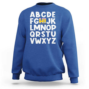 Funny Pre K Kindergarten Sweatshirt Hi Alphabet Back To School Teachers Pencil TS11 Royal Blue Print Your Wear