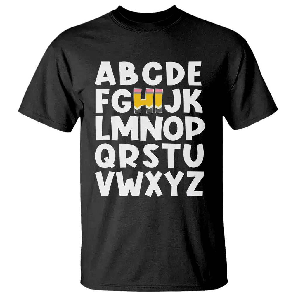 Funny Pre K Kindergarten T Shirt Hi Alphabet Back To School Teachers Pencil TS11 Black Print Your Wear