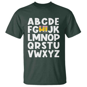 Funny Pre K Kindergarten T Shirt Hi Alphabet Back To School Teachers Pencil TS11 Dark Forest Green Print Your Wear