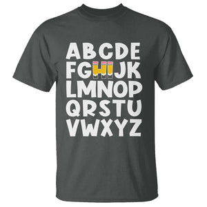 Funny Pre K Kindergarten T Shirt Hi Alphabet Back To School Teachers Pencil TS11 Dark Heather Print Your Wear