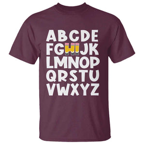 Funny Pre K Kindergarten T Shirt Hi Alphabet Back To School Teachers Pencil TS11 Maroon Print Your Wear