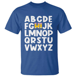 Funny Pre K Kindergarten T Shirt Hi Alphabet Back To School Teachers Pencil TS11 Royal Blue Print Your Wear