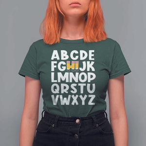 Funny Pre K Kindergarten T Shirt For Women Hi Alphabet Back To School Teachers Pencil TS11 Dark Forest Green Print Your Wear