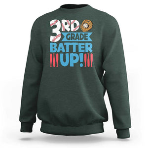 Back To School Baseball Sweatshirt 3RD Grade Batter Up Glove Bat Ball TS11 Dark Forest Green Print Your Wear