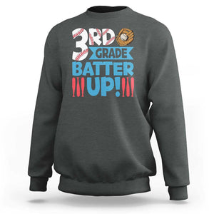 Back To School Baseball Sweatshirt 3RD Grade Batter Up Glove Bat Ball TS11 Dark Heather Print Your Wear