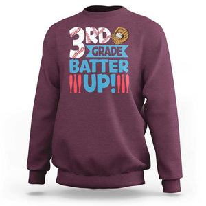 Back To School Baseball Sweatshirt 3RD Grade Batter Up Glove Bat Ball TS11 Maroon Print Your Wear