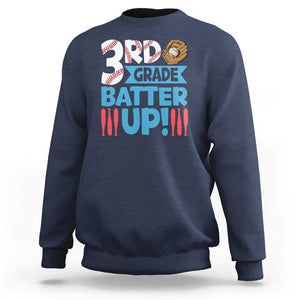 Back To School Baseball Sweatshirt 3RD Grade Batter Up Glove Bat Ball TS11 Navy Print Your Wear