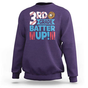 Back To School Baseball Sweatshirt 3RD Grade Batter Up Glove Bat Ball TS11 Purple Print Your Wear