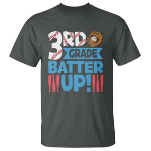 Back To School Baseball T Shirt 3RD Grade Batter Up Glove Bat Ball TS11 Dark Heather Print Your Wear