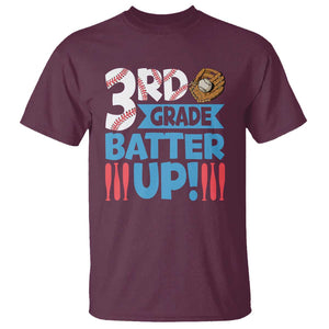 Back To School Baseball T Shirt 3RD Grade Batter Up Glove Bat Ball TS11 Maroon Print Your Wear