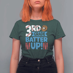 Back To School Baseball T Shirt For Women 3RD Grade Batter Up Glove Bat Ball TS11 Dark Forest Green Print Your Wear