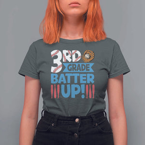 Back To School Baseball T Shirt For Women 3RD Grade Batter Up Glove Bat Ball TS11 Dark Heather Print Your Wear