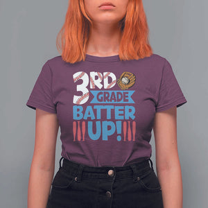 Back To School Baseball T Shirt For Women 3RD Grade Batter Up Glove Bat Ball TS11 Maroon Print Your Wear