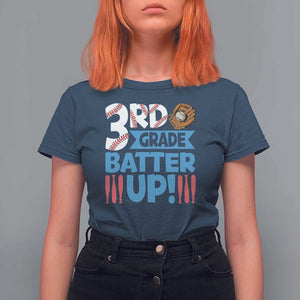 Back To School Baseball T Shirt For Women 3RD Grade Batter Up Glove Bat Ball TS11 Navy Print Your Wear