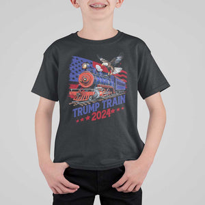 Trump Train 2024 T Shirt For Kid USA American Flag Bald Eagle TS11 Black Print Your Wear