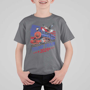 Trump Train 2024 T Shirt For Kid USA American Flag Bald Eagle TS11 Charcoal Print Your Wear