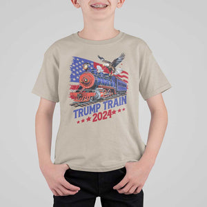 Trump Train 2024 T Shirt For Kid USA American Flag Bald Eagle TS11 Sand Print Your Wear