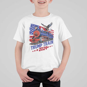 Trump Train 2024 T Shirt For Kid USA American Flag Bald Eagle TS11 White Print Your Wear