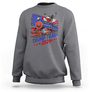 Trump Train 2024 Sweatshirt USA American Flag Bald Eagle TS11 Charcoal Print Your Wear