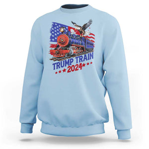 Trump Train 2024 Sweatshirt USA American Flag Bald Eagle TS11 Light Blue Print Your Wear