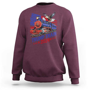 Trump Train 2024 Sweatshirt USA American Flag Bald Eagle TS11 Maroon Print Your Wear