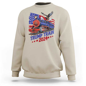 Trump Train 2024 Sweatshirt USA American Flag Bald Eagle TS11 Sand Print Your Wear