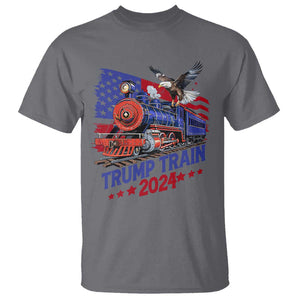 Trump Train 2024 T Shirt USA American Flag Bald Eagle TS11 Charcoal Print Your Wear