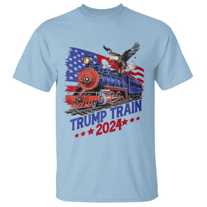 Trump Train 2024 T Shirt USA American Flag Bald Eagle TS11 Light Blue Print Your Wear