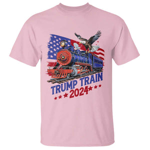 Trump Train 2024 T Shirt USA American Flag Bald Eagle TS11 Light Pink Print Your Wear