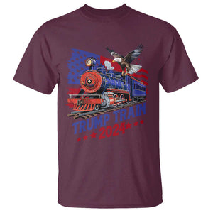 Trump Train 2024 T Shirt USA American Flag Bald Eagle TS11 Maroon Print Your Wear