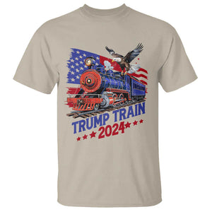 Trump Train 2024 T Shirt USA American Flag Bald Eagle TS11 Sand Print Your Wear