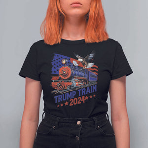 Trump Train 2024 T Shirt For Women USA American Flag Bald Eagle TS11 Black Print Your Wear